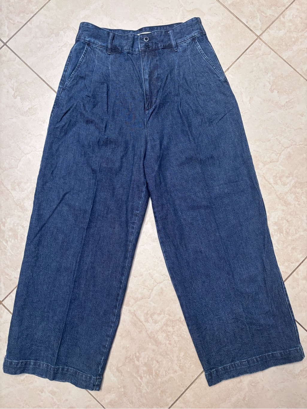 Madewell Denim Pleated WideLeg Pants In Indigo Blue